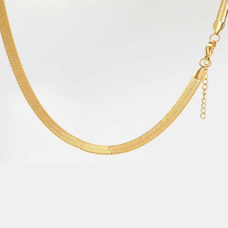 Aurum Flat Snake Bone Necklace (Unisex)