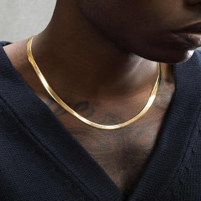 Aurum Flat Snake Bone Necklace (Unisex)