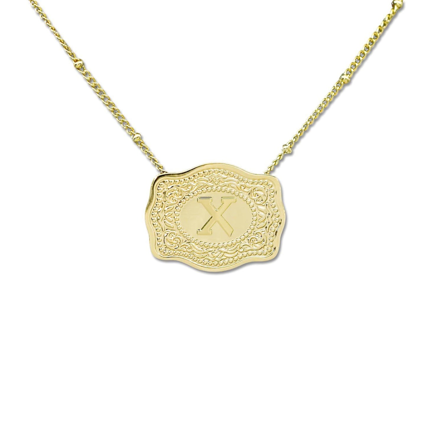 Aurum Slim Embossed Chain Necklace