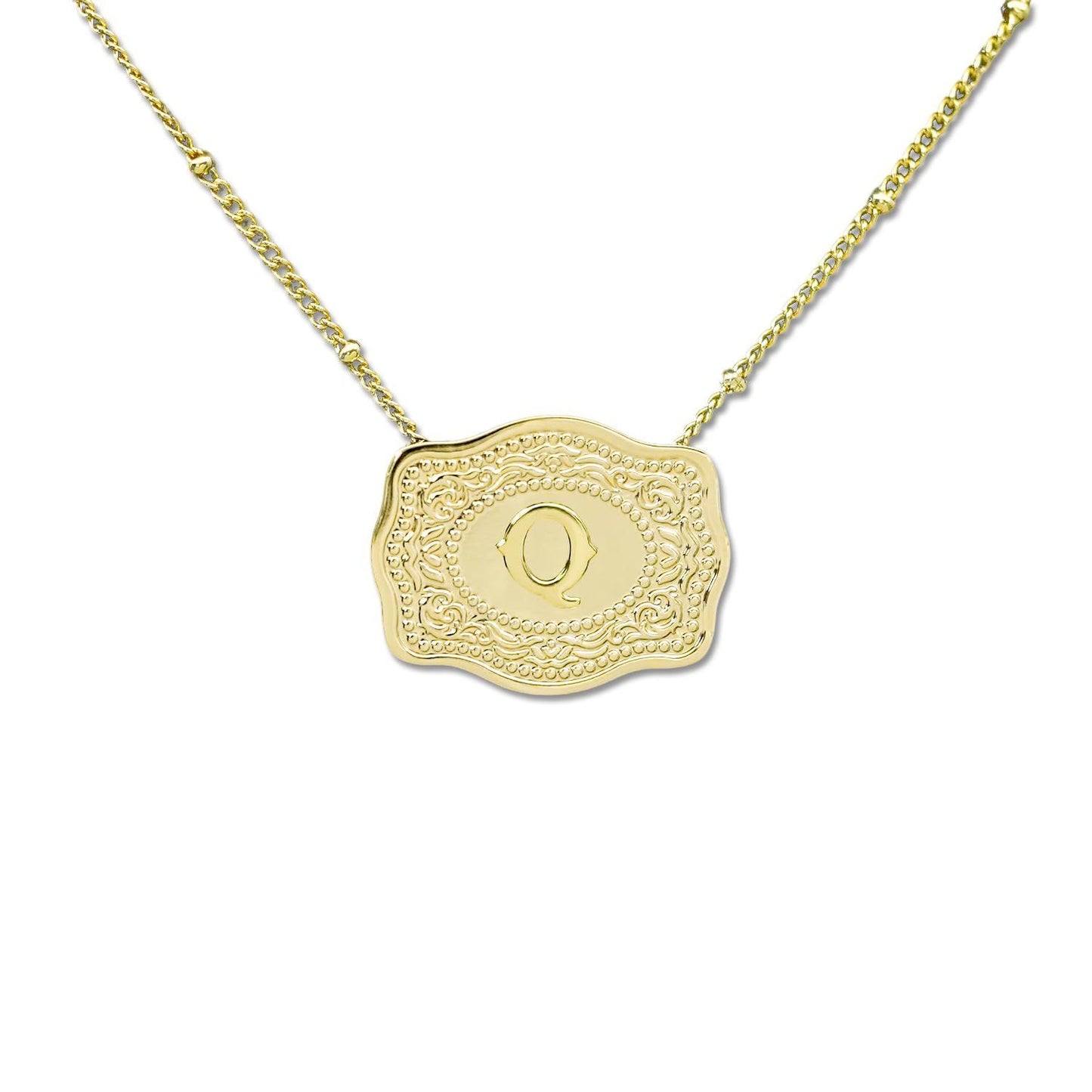 Aurum Slim Embossed Chain Necklace