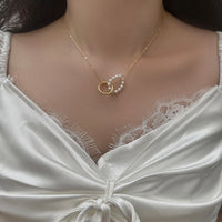 Aurum Pearl Circle Pendant Necklace