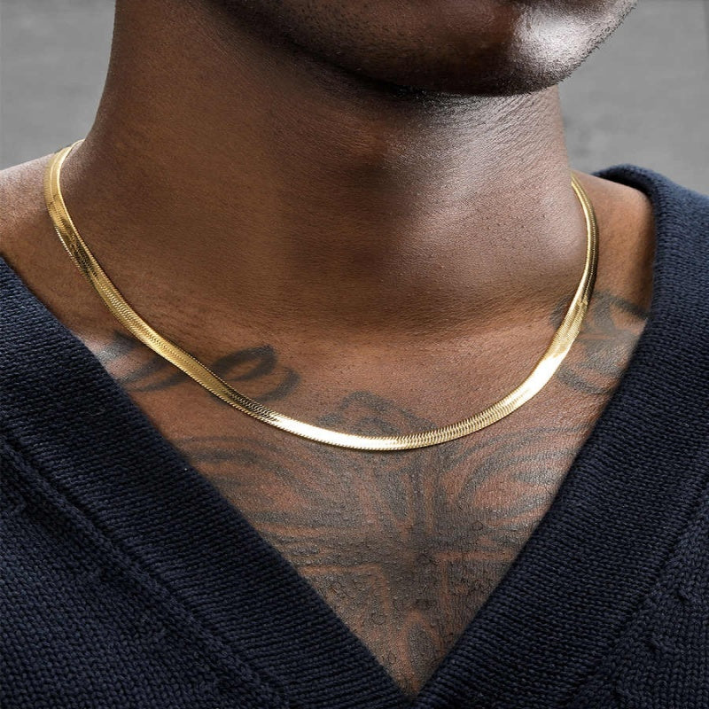 Aurum Flat Snake Bone Necklace (Unisex)
