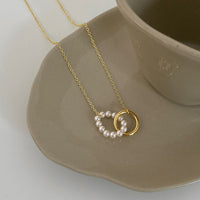 Aurum Pearl Circle Pendant Necklace
