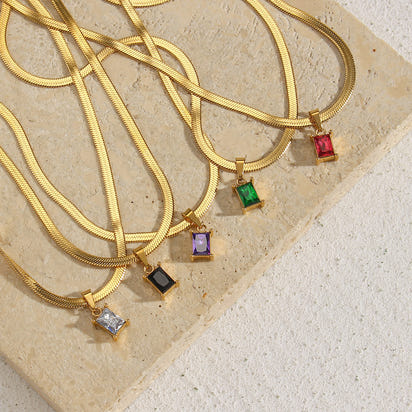 Aurum Diamond Square Pendant Necklace