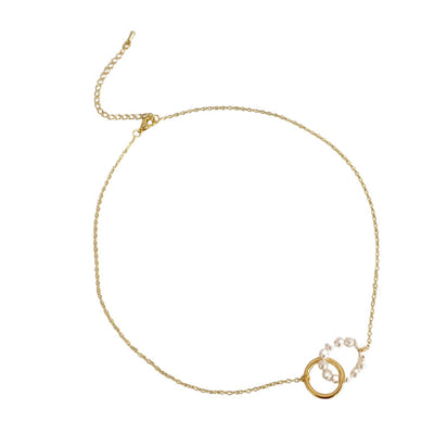 Aurum Pearl Circle Pendant Necklace